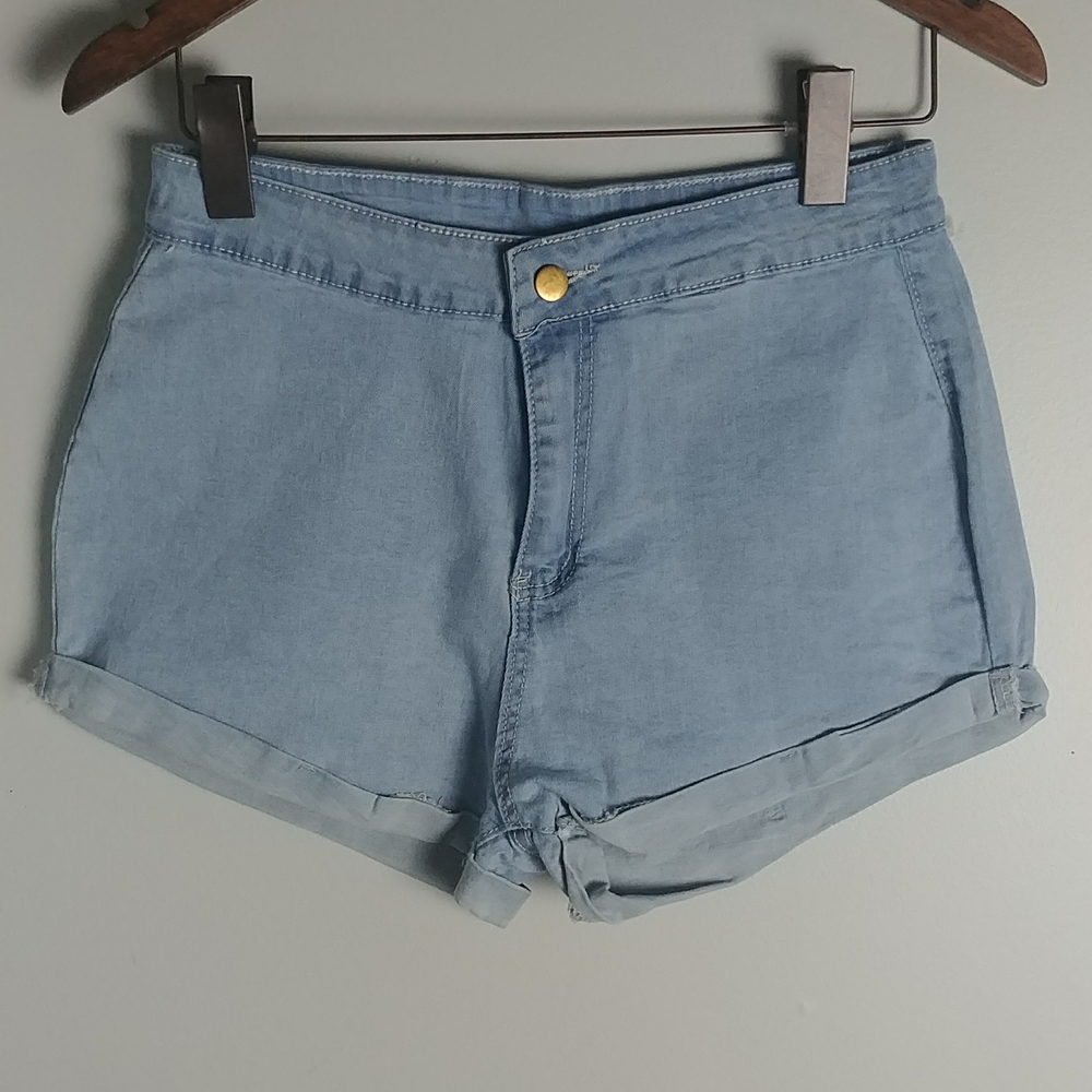 Shein Blue Jeans Shorts With Cuff